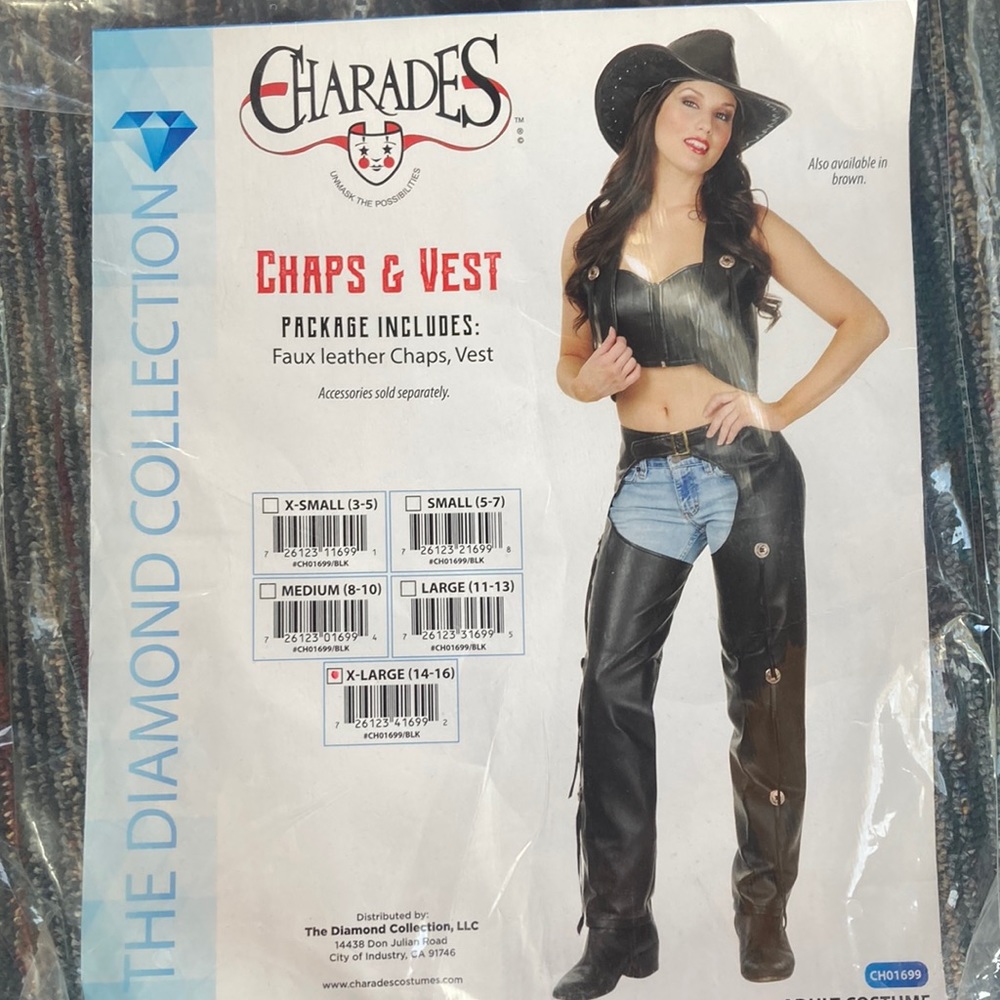 Charades Chaps & Vest size XL adult costume